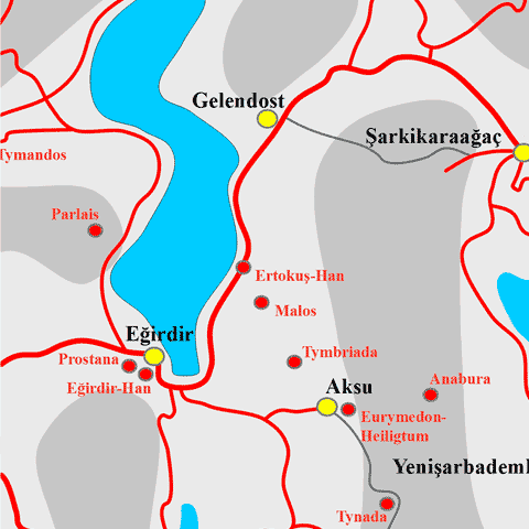 Anfahrtskarte der Karawanserei Ertokus-Han in Pisidien