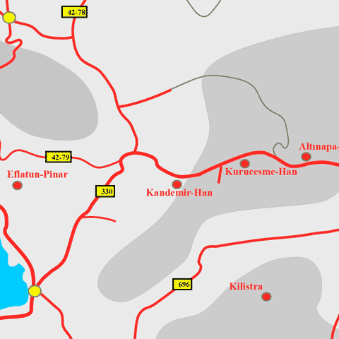 Anfahrtskarte der Karawanserei Kandemir-Han in Lykaonien