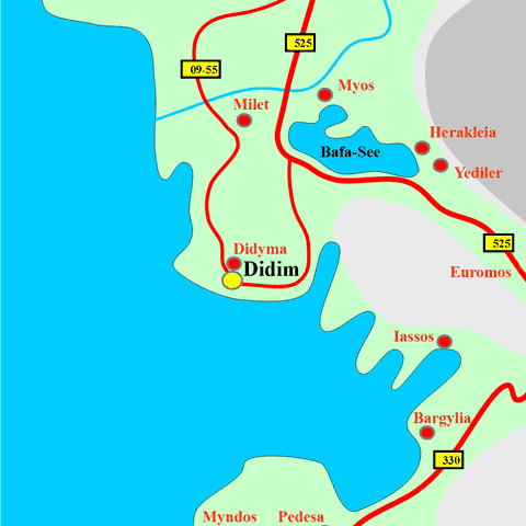 Anfahrtskarte von Didyma in Karien