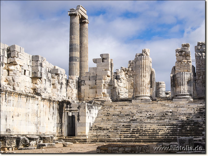 Didyma in Karien - Blick von der Cella des Apollon-Tempels auf die Säulen des Tempel-Eingangs
