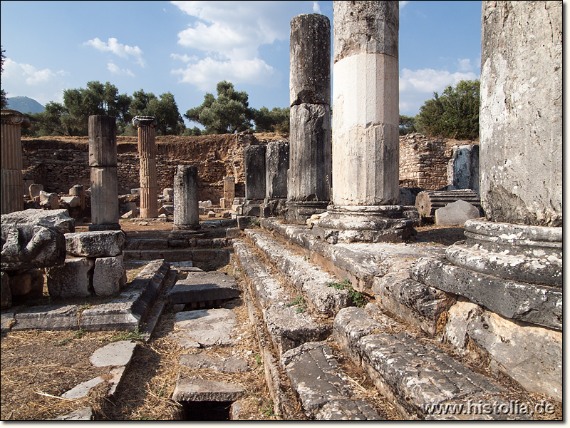 Nysa in Karien - Säulenreihen einer Stoa rund um die große Handels-Agora von Nysa
