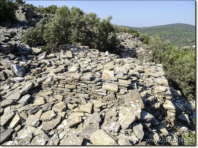 Syangela in Karien - Festung in lelegischem Mauerwerk; eher kleine nur wenig behauene Bruchsteine
