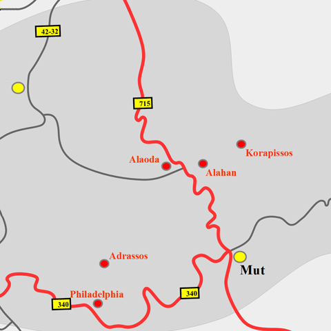 Anfahrtskarte von Alaoda in Kilikien