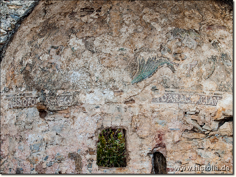 Anemurion in Kilikien - Pfauen-Mosaik in der Apsis eines kleinen Bades (für Kinder)