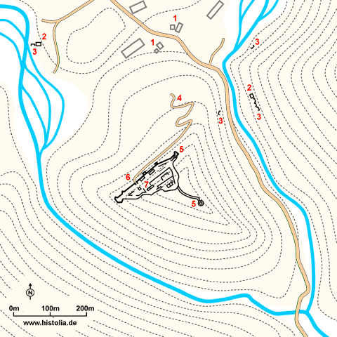 Gebietskarte von Dereagzi-Kalesi in Lykien