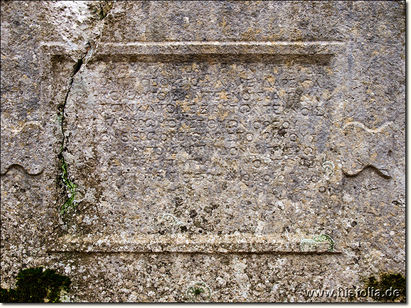 Idebessos in Lykien - Beschriftungstafel (tabula ansata) auf einem Sarkophag in Idebessos