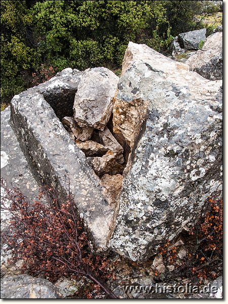 Nisa in Lykien - Sarkophag-Kästen im anstehenden Fels in der Ost-Nekopole