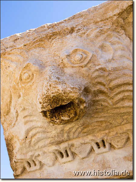 Rhodiapolis in Lykien - Löwenkopf als Wasserspeier auf einem Tempelarchitrav
