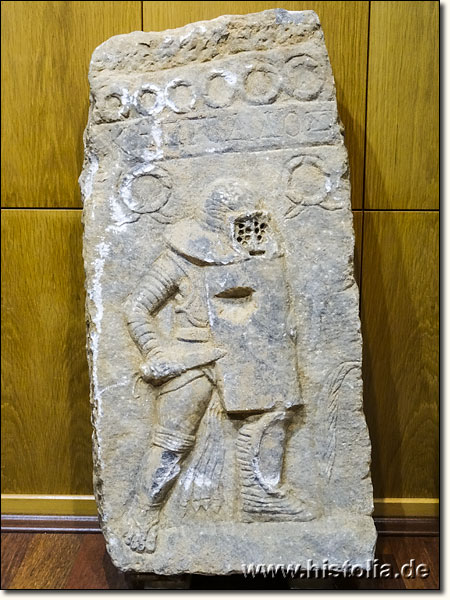 Museum von Milas - Relief eines schwer bewaffneten römischen Gladiators