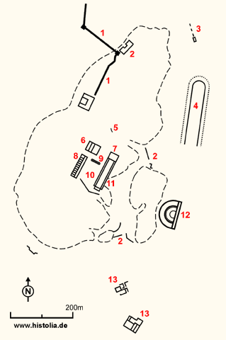 Gebietskarte von Aspendos in Pamphylien