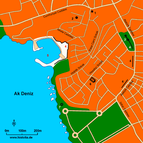 Gebietskarte von Attaleia in Pamphylien