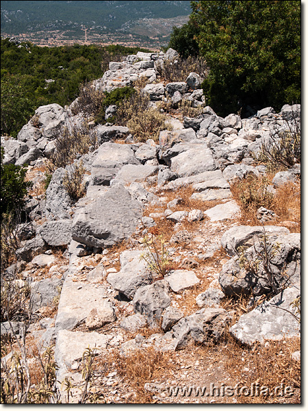 Milyos in Pisidien - Zweischalige Stadtmauer auf der Ostseite der Akropolis